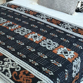 Multi-Color Woven Cotton Throw with Geometric Pattern and Fringe | 125×200cm